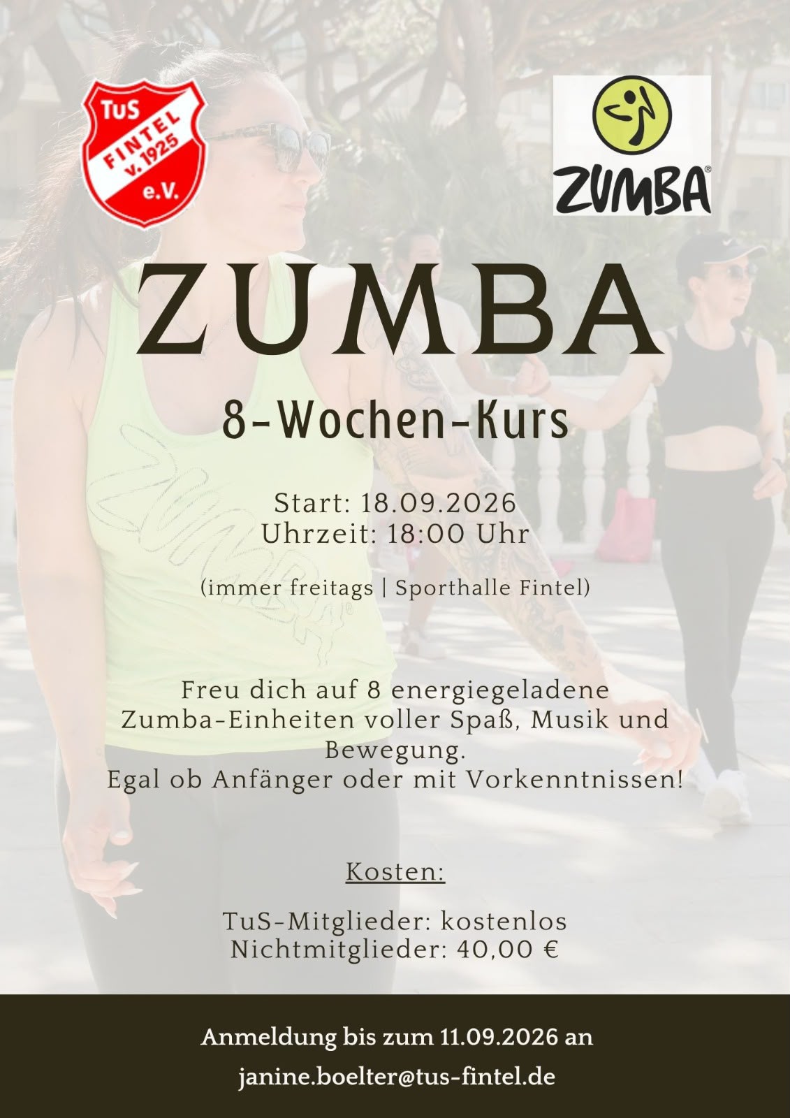 Neues Angebot: Zumba-Kurs ab 18. September 2026